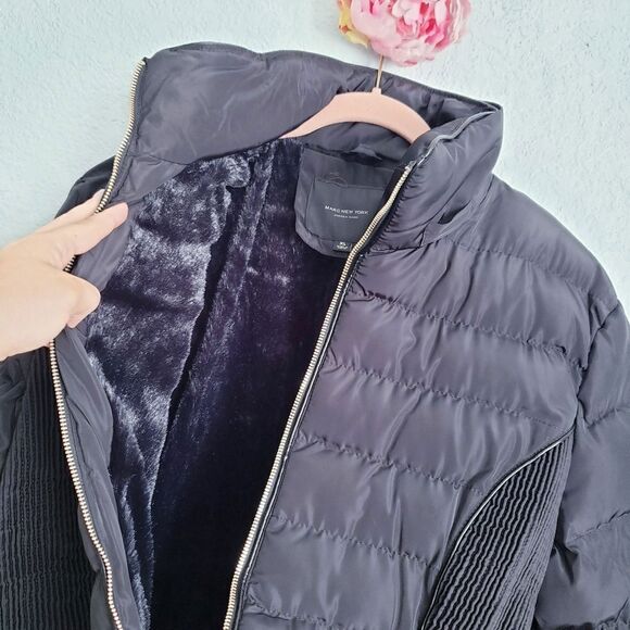 Marc‎ New York Black Faux Fur Lined Quilted Puffer Jacket - Picture 5 of 6